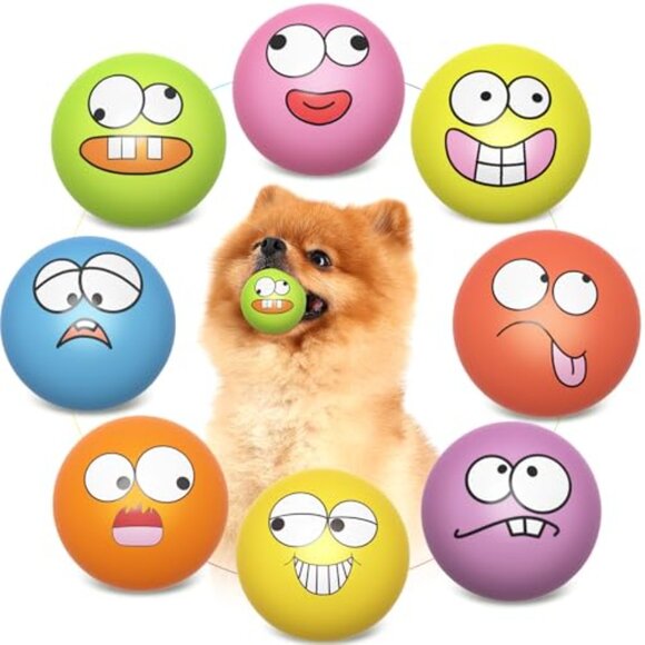 Soft Latex Squeaky Dog Balls 8-Pack for Puppies Small Breed Play - Picture 2 of 7